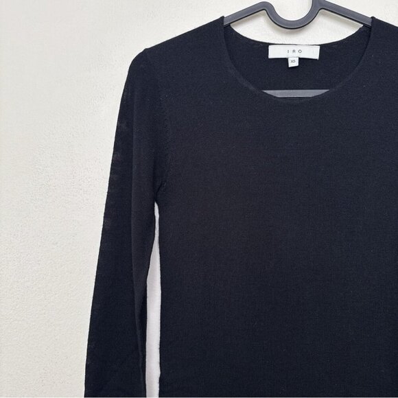 IRO Womens Xsmall Crew Neck Wool Bodycon Mini Dress In Black - Picture 5 of 14